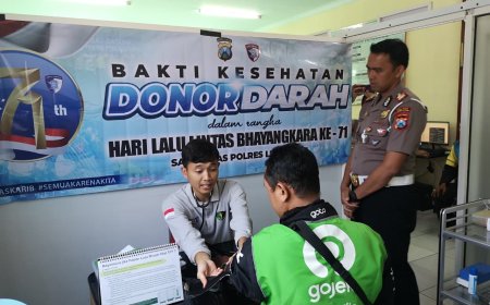 Sambut Hari Lalu Lintas Bhayangkara, Satlantas Polres Lumajang Gelar Cek Kesehatan Gratis Driver Ojol